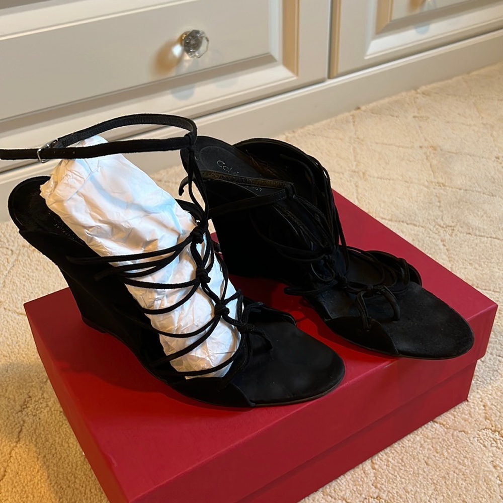 Calvin Klein short gladiator sandal in suede